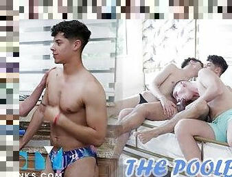 NastyTwinks - Poolboy - Jack Waters, Jordan Haze, Zayne Bright - Hot twinks fuck their poolboy raw