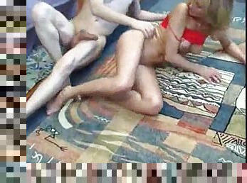Russian mom and young guy have anal on the floor