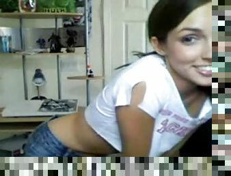 Skinny girl with cute smile webcam show