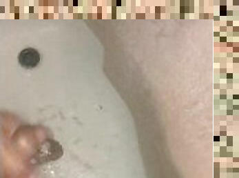 baignade, masturbation, amateur, ébène, énorme-bite, ados, douche, solo, bite