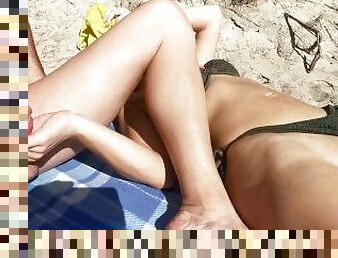 masturbation, public, amateur, branlette, couple, plage, attrapée