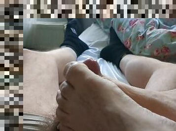 Getting a footjob until I cum