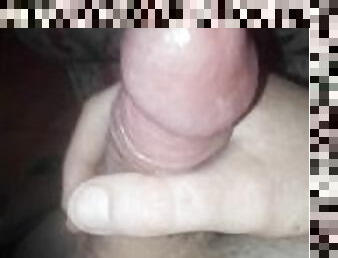 Hung wank play close up