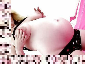 Pregnant Tegan enjoys huge dildo