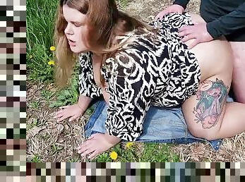 Fucking my stepsisters big ass in a public park and cumming on her huge tits