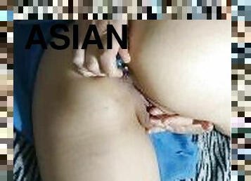 asiatique, masturbation, chatte-pussy, femme, amateur, anal, milf, maison, couple, brunette