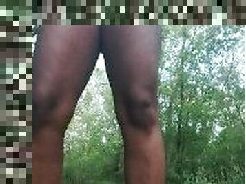 Risky ebony teen wants to take off shorts in public
