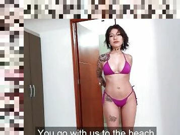 ME FOLLO A MI HERMANASTRA MIENTRAS NUESTROS PADRES NOS ESPERAN PARA IR A LA PLAYA