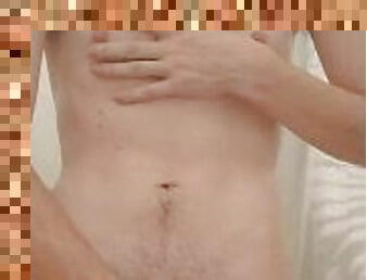 baignade, masturbation, amateur, mature, ejaculation-sur-le-corps, gay, secousses, douche, solo, minet