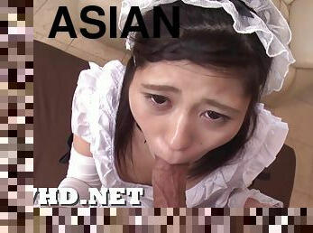 An Asian maid with an exquisite behind engages in full POV romance with a member