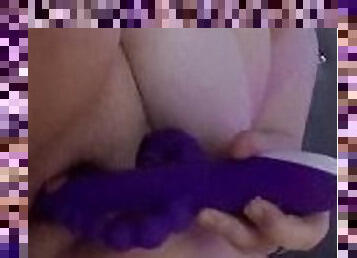 Hellbound_slut666 using her purple Alien dildo vibrator