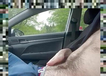 Uncut Cumshot in the car