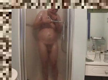 Having a shower