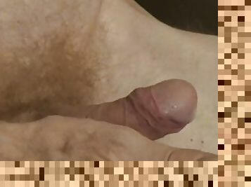 Teasing the tip of my cock to Cum