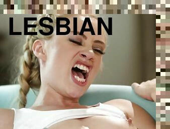 anal, lesbian-lesbian, remaja, berambut-pirang, bokong