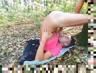 Twink outdoor self cum in mouth and own glans licking