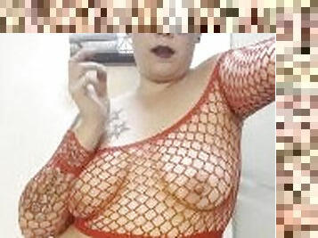 mulher-madura, mãe, bbw, pov, rede-de-pesca, fetiche, fumando, buraco-velho