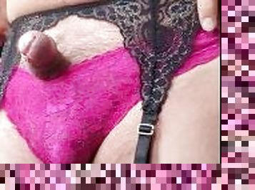 Handsfree cum in purple lace panties