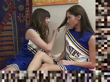 Sexy ass cheerleaders are having fun together