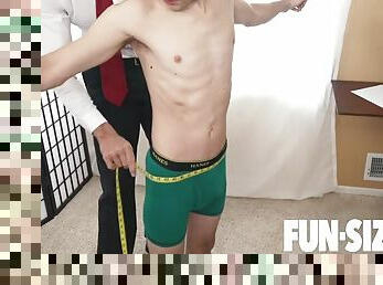 FunSizeBoys - Tiny twink gets fucked bareback by silver muscled daddy suit