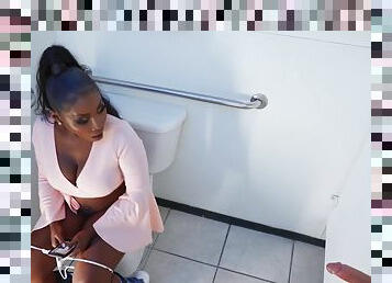 Surprise interracial sex for slutty Osa Lovely in a public bathroom