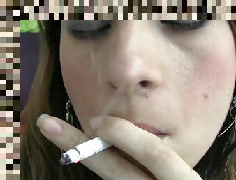 Smoking teen likes to tease