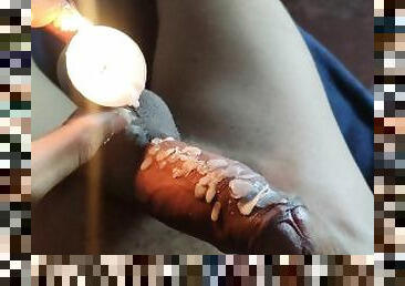 Candle Wax on my Big Dick BDSM Pain Play