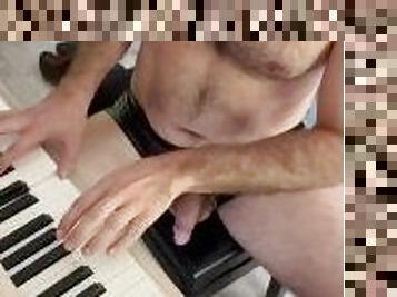 Naked Bach Prelude and Huge Cumshot