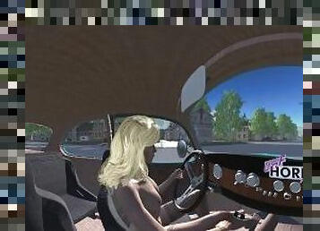 UHF Horizon: Joanna Cranking and Stalling the Beetle While Driving Naked VR 360