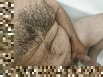 Hung thick daddy getting hard in shower