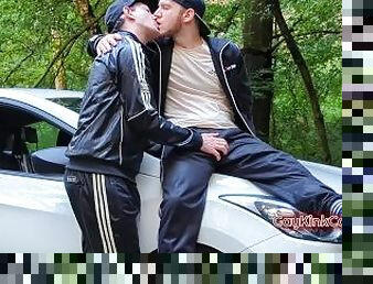 en-plein-air, public, amateur, anal, fellation, gay, couple, voiture, européenne, euro