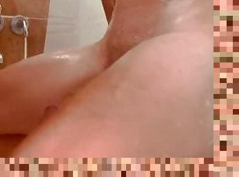 Young Hung Guy Solo Cumshot In The Shower Oiled Up