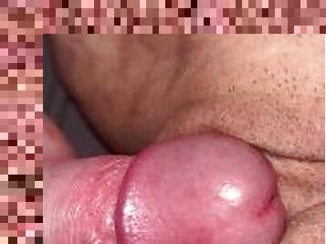 CLOSE UP of TIGHT WET PUSSY on her period