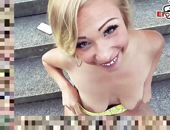 Public Sex date after disco with german blond hair babe