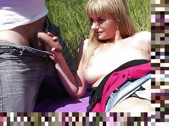 Czech teen Zdenka's First Porn Outdoor