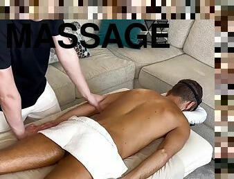 Hung dad gets hard during a massage with a new masseuse
