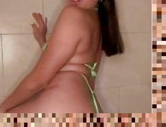 emerald loves strip teasing and showering for you
