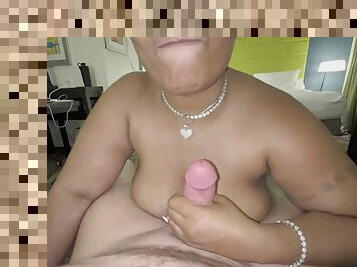 Interracial fuck + facial in hotel with cum on big black boobs