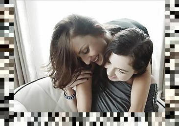 Daphne Anbel & Katy Rose cute lesbians make love