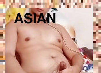 asiatique, papa, masturbation, chatte-pussy, amateur, ejaculation-sur-le-corps, gay, solo, pappounet