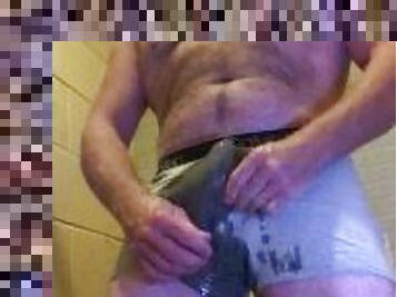 Pissing My Boxers, Shoving Them In My Mouth, Jerking Off & Cumming In The Public Shower