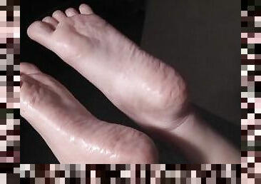 Silicone Soles - Pure Feet Fucking - She moans and cums as her feet touch his dick.