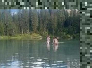 Skinny dipping fun in a alpine lake (very cold lol)