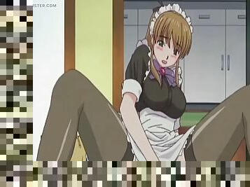 Anime maid masturbates while thinking about her boss