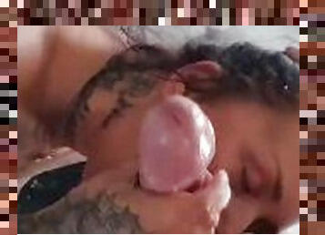 Milf sucking hard cock, full video on OF