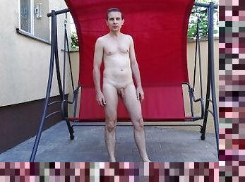 Playing naked on swing