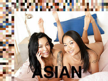 Asian lesbians Jade Mai and PussyKat make each other cum