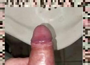 Pissing my beautiful big dick in a public toilet:)