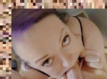 Busty MILF wife deepthroat BWC and begs for cum! POV dirty talk fishhook blowjob BWC