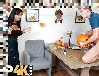 VIP4K. Mature woman is banged by her stepson on Halloween